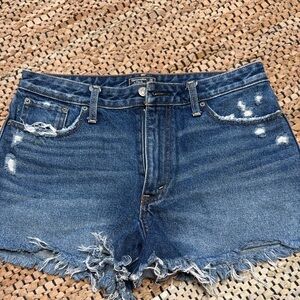 Abercrombie & Fitch Distressed Dark Blue Denim Cutoff Shorts